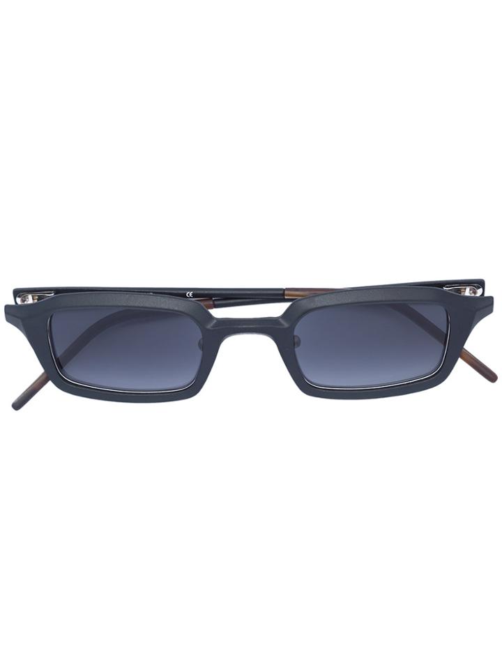 Rigards Thin Rectangle Frame Sunglasses - Black