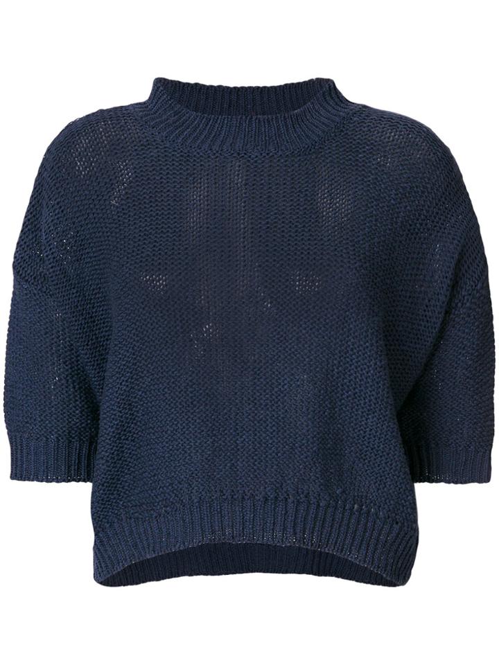 Roberto Collina Three-quarter Sleeves Knitted Blouse - Blue