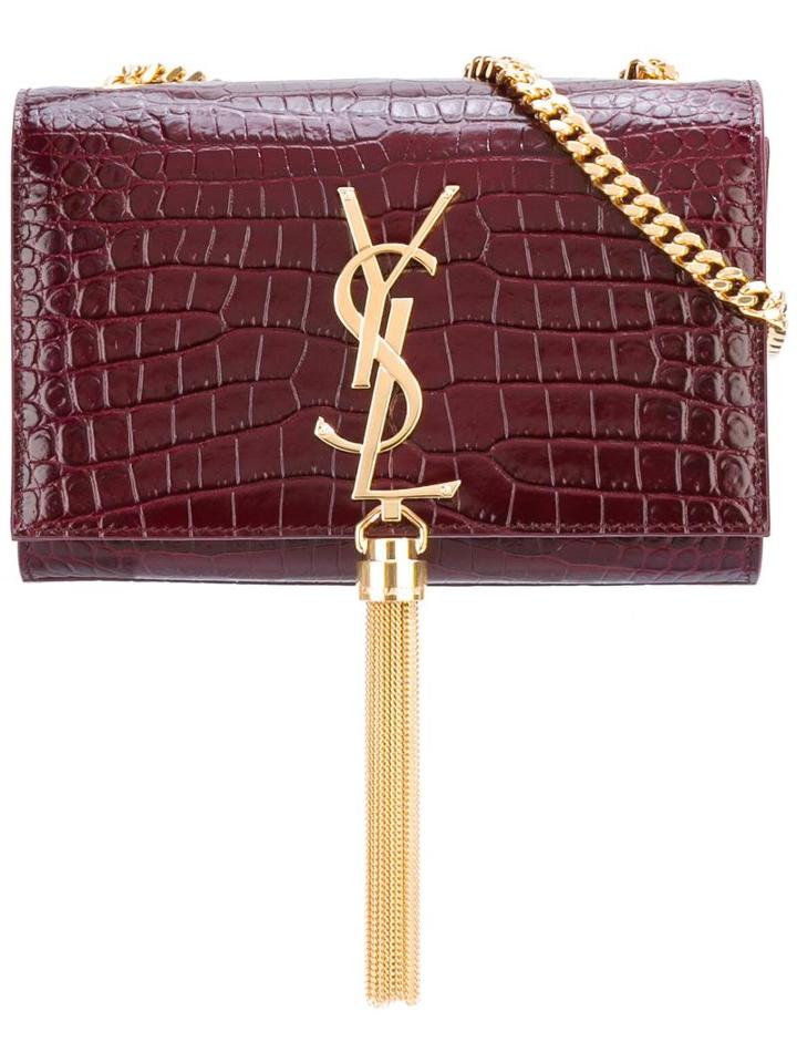 Saint Laurent Small Monogram Kate Shoulder Bag, Women's, Red, Leather