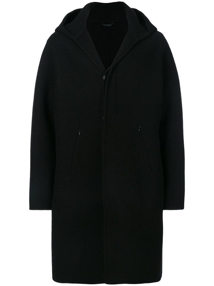 Hevo Mid-length Hooded Coat - Black