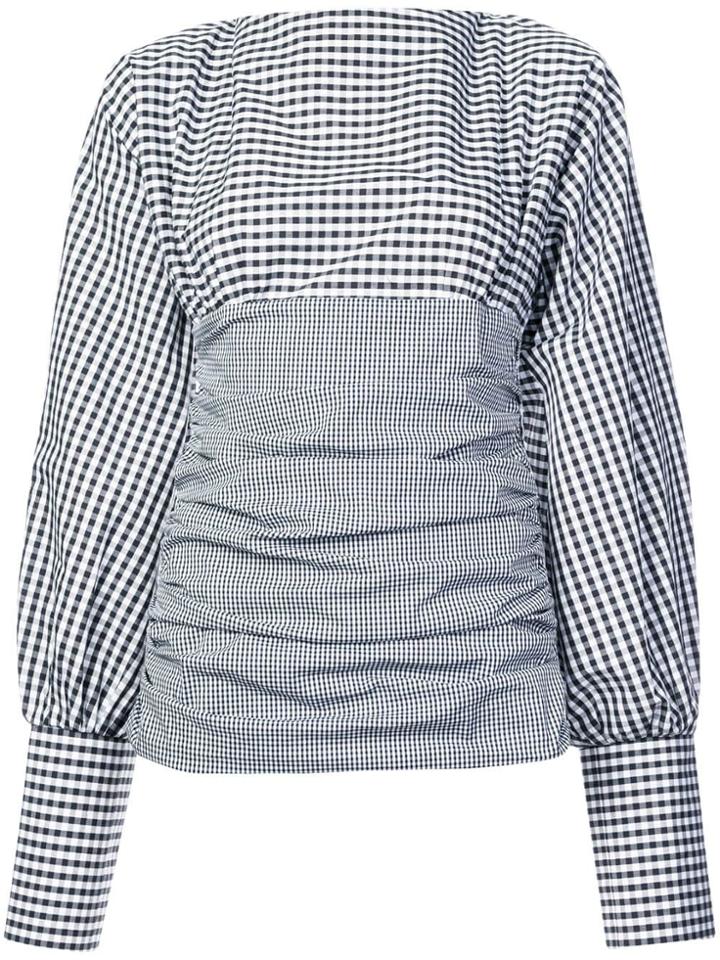 Maggie Marilyn Gingham Ruched Top - Black