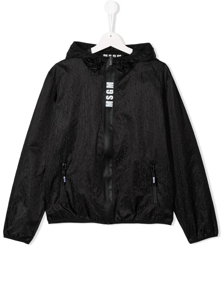 Msgm Kids Black Rain Jacket