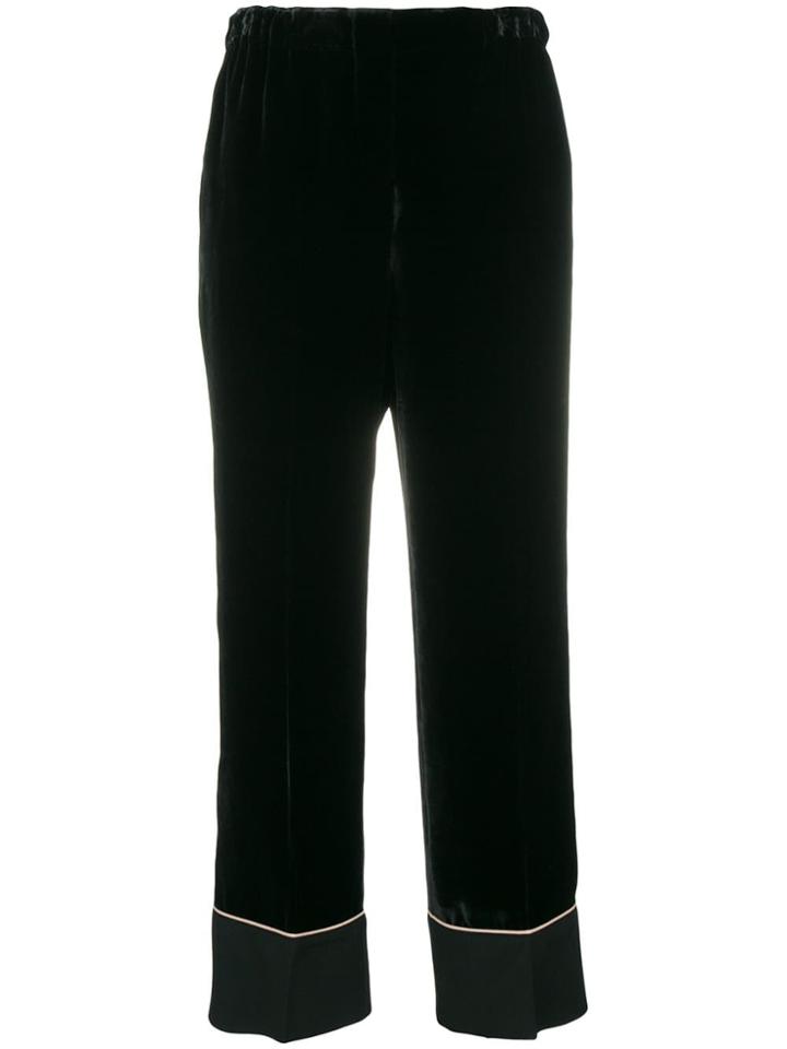 No21 Silk-blend Velvet Cropped Pants - Black