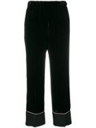 No21 Silk-blend Velvet Cropped Pants - Black