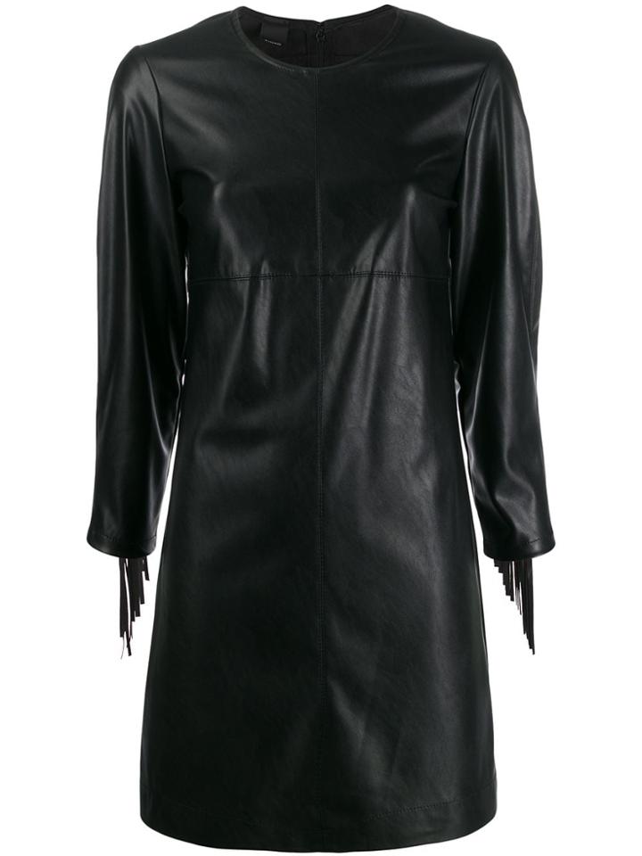 Pinko Fringed Faux-leather Dress - Black