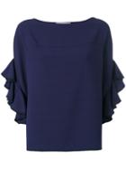 See By Chloé - Frill Sleeve Blouse - Women - Polyester/spandex/elastane - 36, Blue, Polyester/spandex/elastane