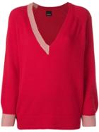 Pinko V-neck Loose Jumper - Red