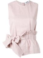 Msgm Bow Detail Tank, Women's, Size: 44, Pink/purple, Cotton/linen/flax