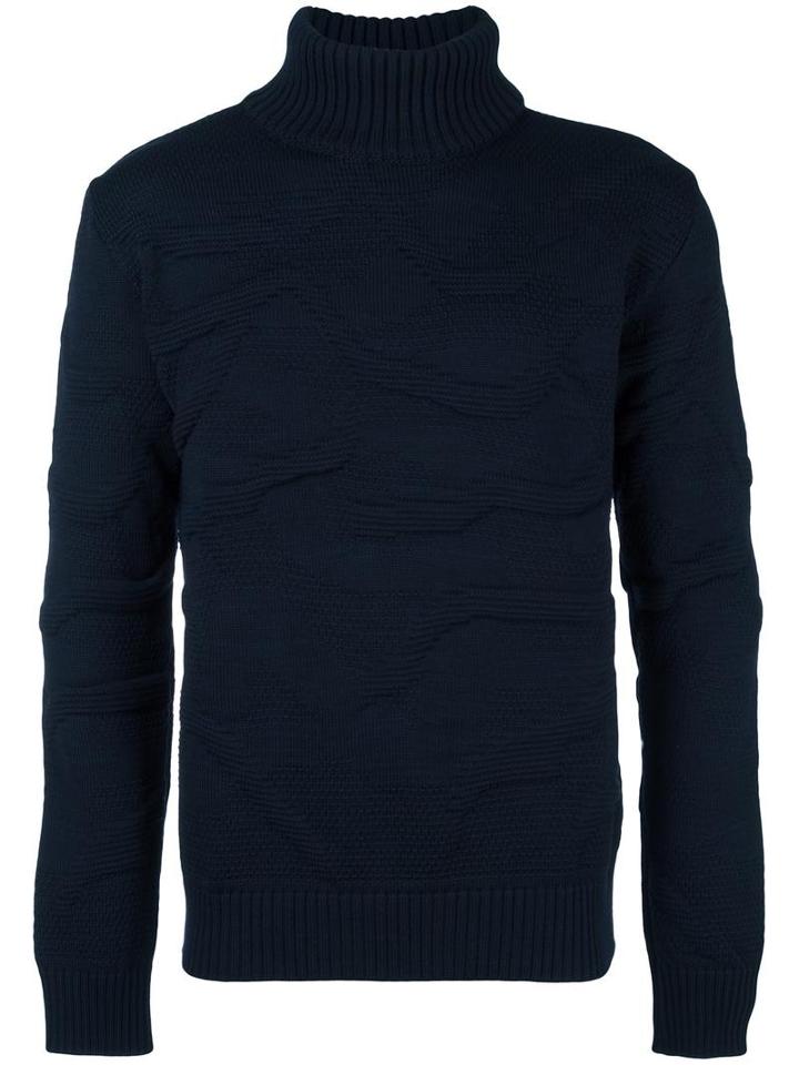 S.n.s. Herning - 'interim' Roll Neck Jumper - Men - Merino - Xl, Blue, Merino