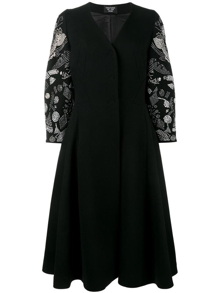 Creatures Of The Wind Sequined Sleeve Coat, Women's, Size: 2, Black, Polyamide/wool