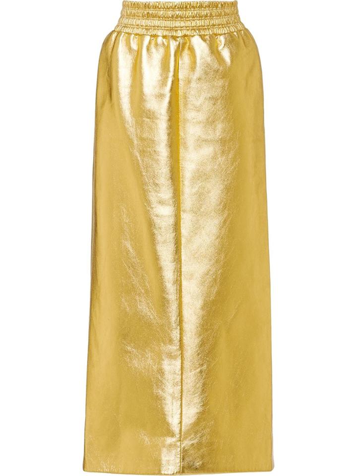 Miu Miu Lamé Nappa Leather Skirt - Gold