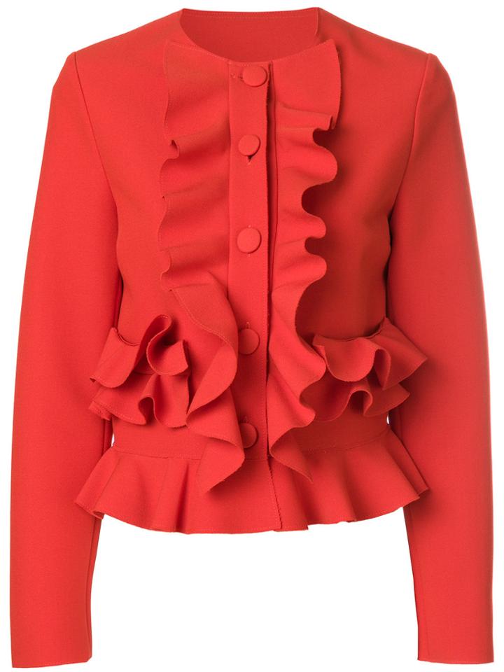 Msgm Ruffle Fitted Jacket - Red
