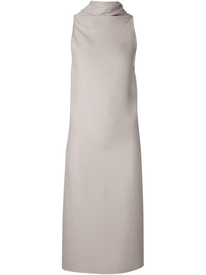 Rick Owens Tie Collar Dress, Women's, Size: 42, Grey, Silk/viscose