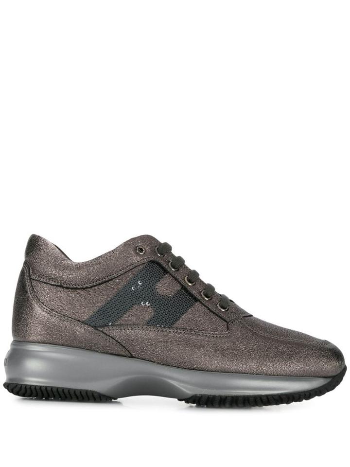 Hogan Metallic Logo Sneakers - Grey