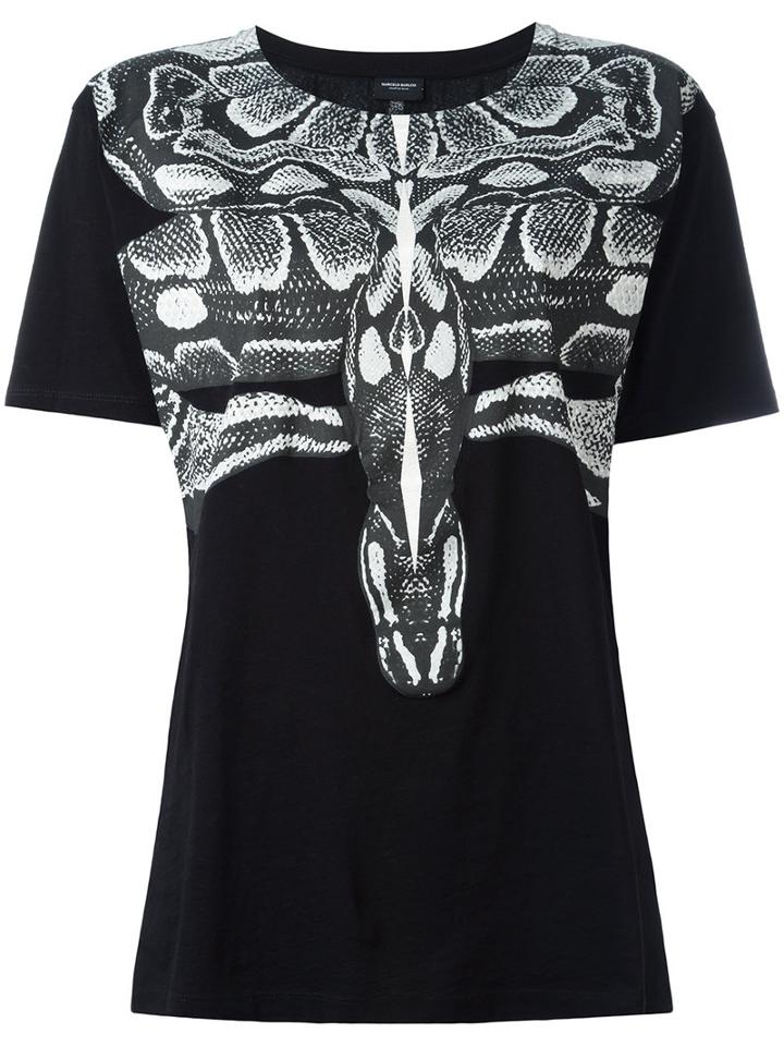 Marcelo Burlon County Of Milan Snake Print T-shirt, Women's, Size: Xxs, Black, Cotton