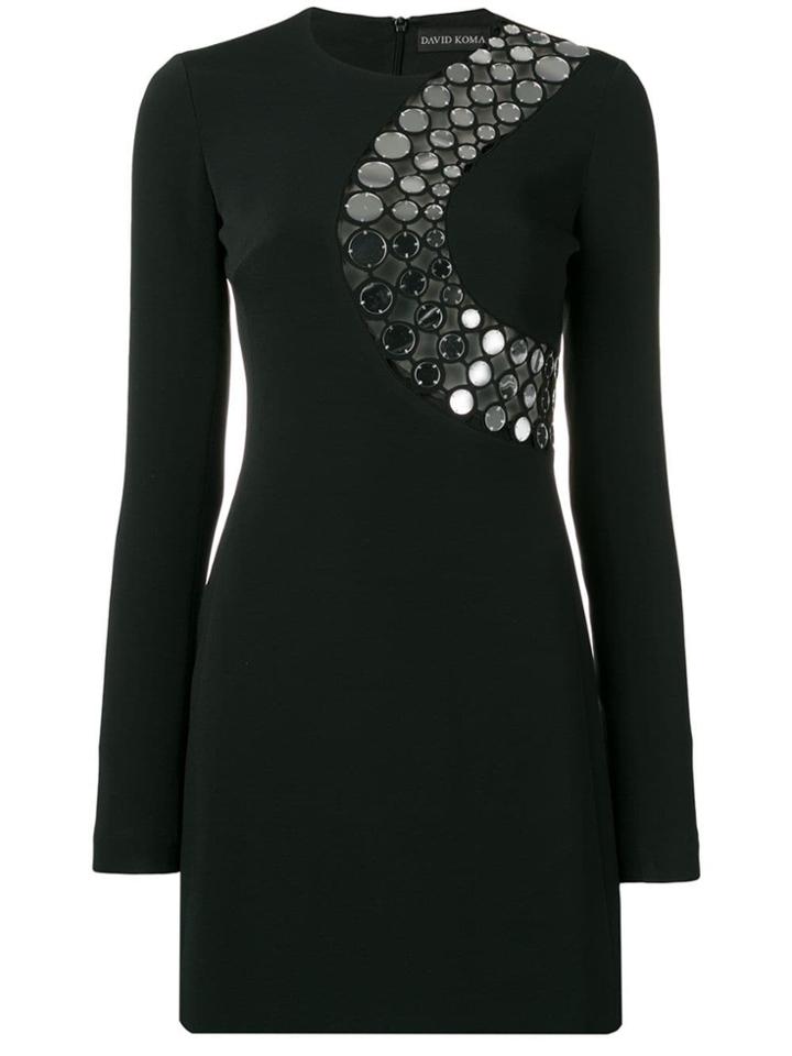 David Koma Circles Chest Embellishment Dress - Black