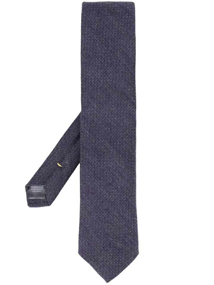 Canali Geometric Knit Tie - Blue