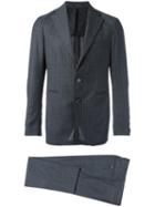 Tagliatore Pinstripe Formal Suit, Men's, Size: 52, Grey, Virgin Wool/cupro