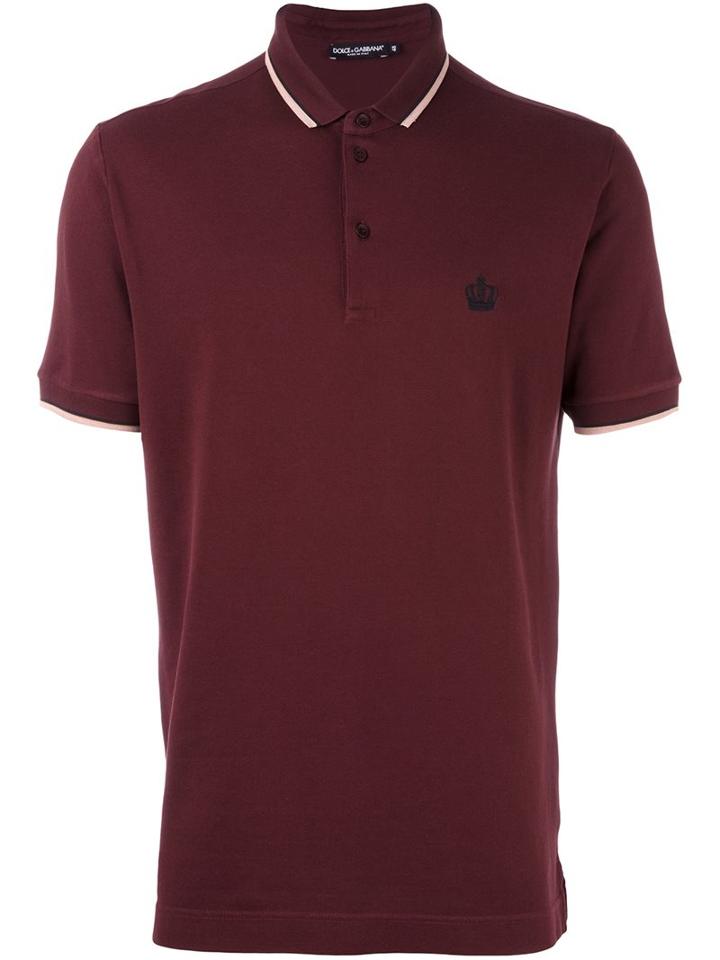 Dolce & Gabbana Embroidered Crown Polo Shirt, Men's, Size: 44, Pink/purple, Cotton