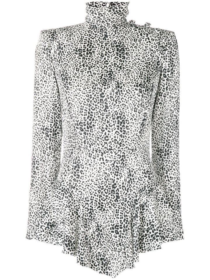 Alessandra Rich Asymmetric Leopard Print Dress - White
