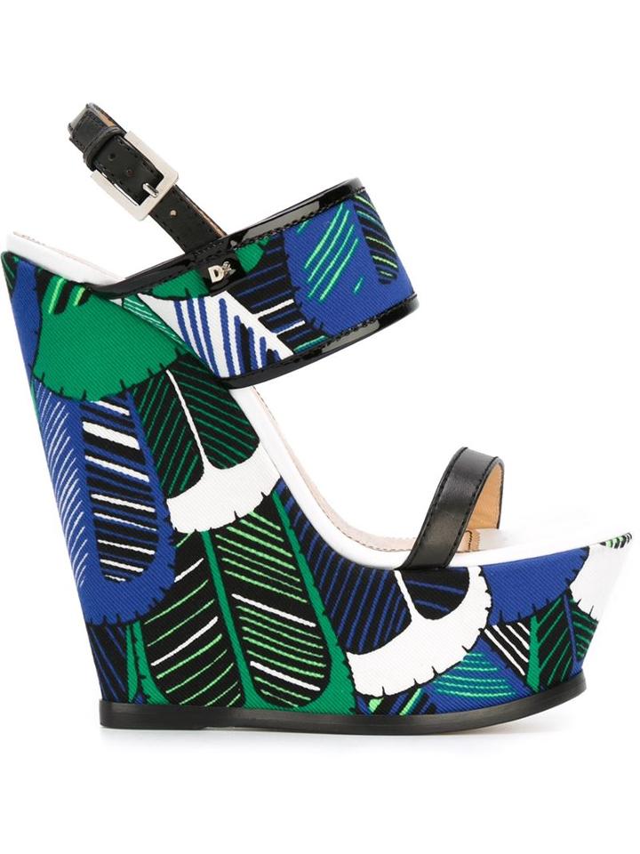Dsquared2 Wedge Sandals, Women's, Size: 39, Green, Cotton/leather