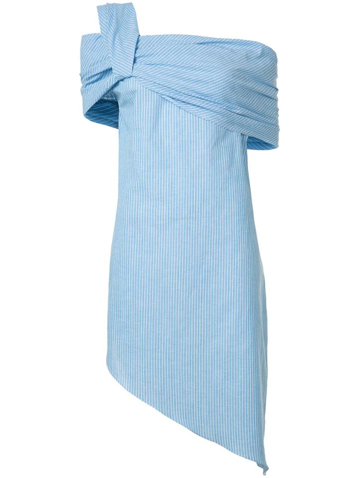 Baja East Asymmetric Striped Dress - Blue