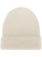 Closed Ribbed Beanie Hat - White