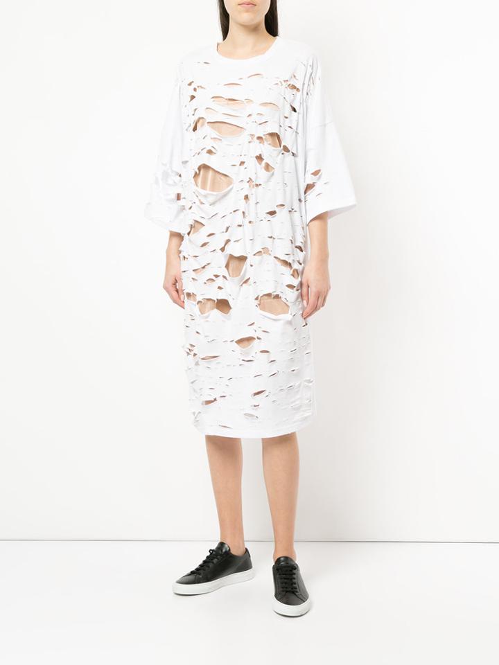 Ikumi Ripped T-shirt Dress - White