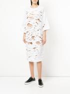 Ikumi Ripped T-shirt Dress - White