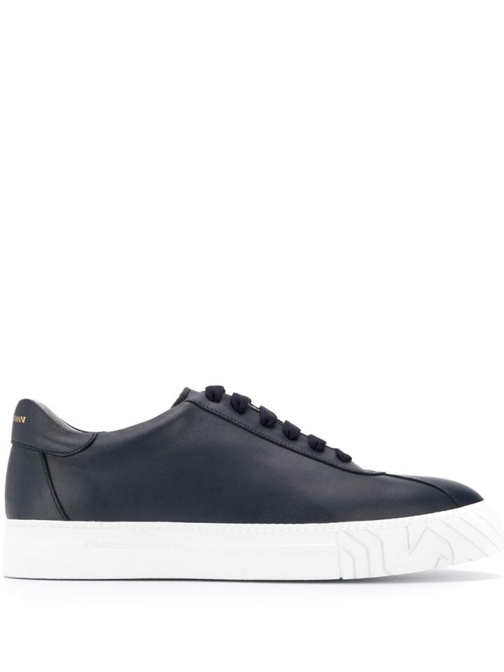 Emporio Armani Gold-tone Logo Stamp Sneakers - Blue