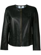 Blumarine Floral Embroidered Jacket, Women's, Size: 46, Black, Leather