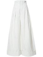Jacquemus Striped Palazzo Pants, Women's, Size: 36, White, Cotton/linen/flax