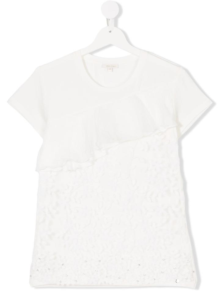 Miss Grant Kids Teen Lace-panelled T-shirt - Nude & Neutrals
