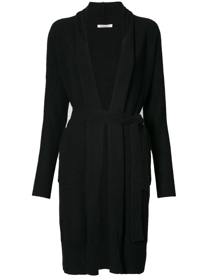 Mes Demoiselles Belted Long Cardigan - Black