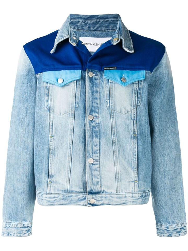 Calvin Klein Jeans Contrast Panel Denim Jacket - Blue