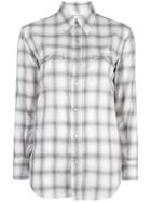 Casual Checked Shirt, Women's, Size: Xs, Grey, Cotton/polyester/viscose, Saint Laurent
