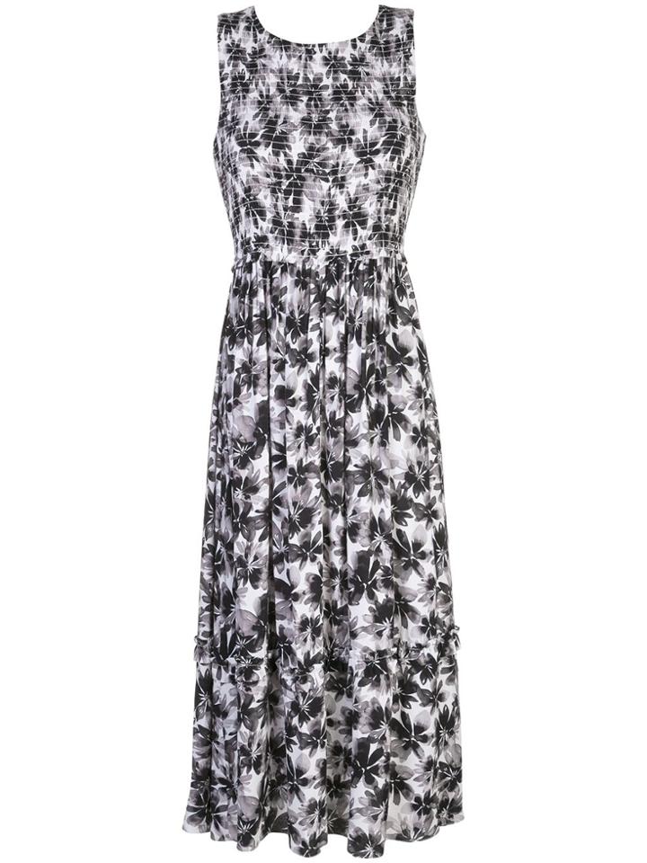 Nicole Miller Painted Flowers Midi Dress - Black