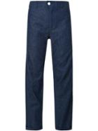 Julien David Cropped Chambray Trousers, Women's, Size: Small, Blue, Cotton/hemp