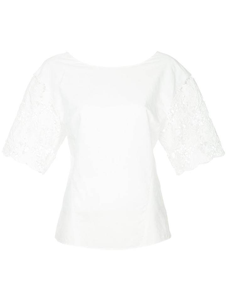 Ballsey Lace Sleeve Shirt - White