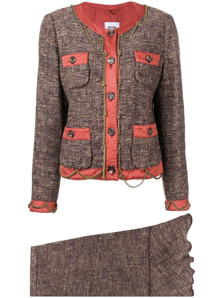 Moschino Pre-owned 2000's Chain Embellished Suit - Brown