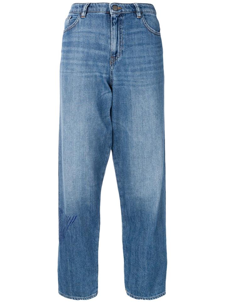 Emporio Armani Side Logo Loose Jeans - Blue