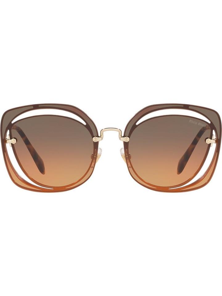 Miu Miu Eyewear Scenique Cut-out Sunglasses - Brown