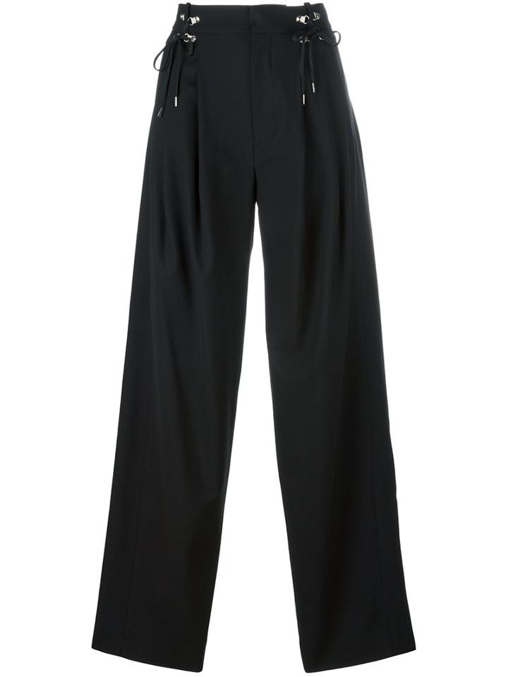 Anthony Vaccarello Elasticated Detailing Wide-legged Trousers, Women's, Size: 36, Black, Spandex/elastane/virgin Wool
