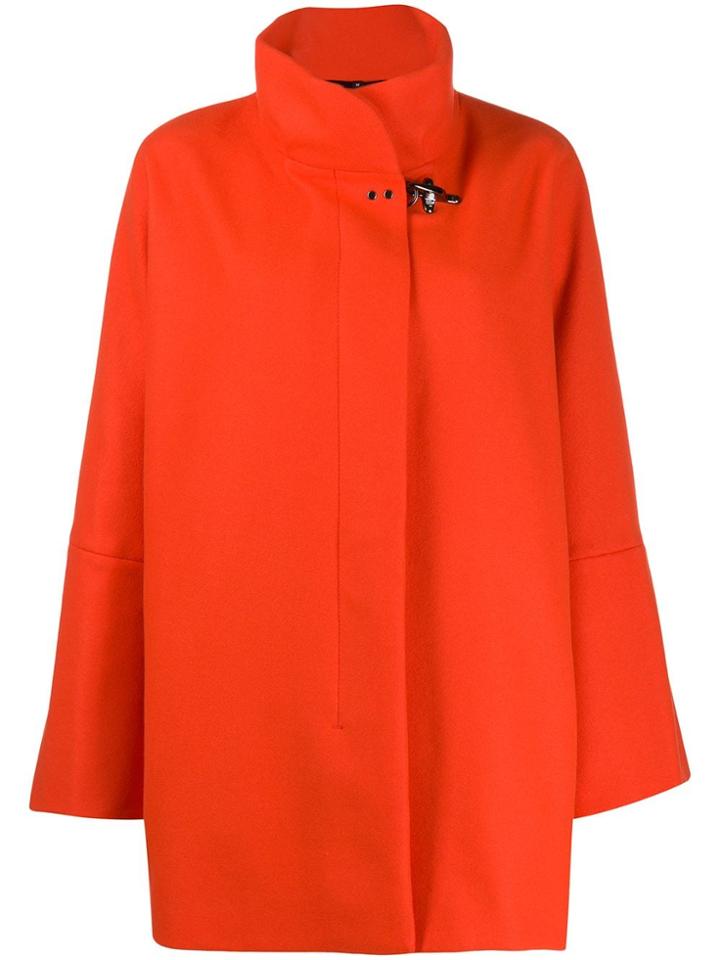 Fay Oversized High-neck Coat - Orange