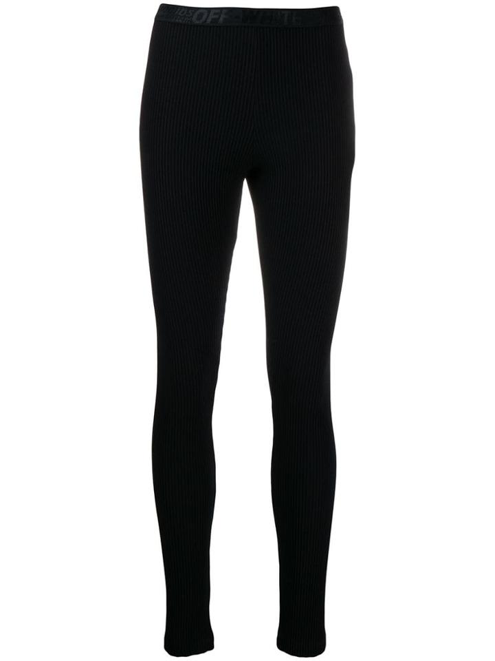 Off-white Ribbed Leggings - Black