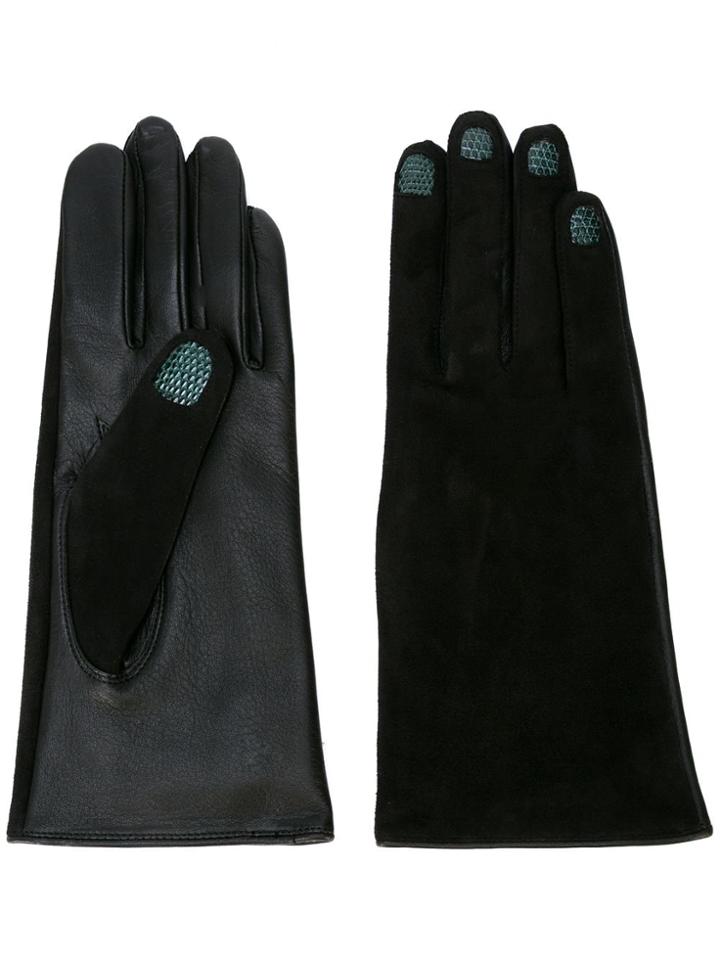 Yohji Yamamoto Embossed Crocodile-effect Gloves - Black