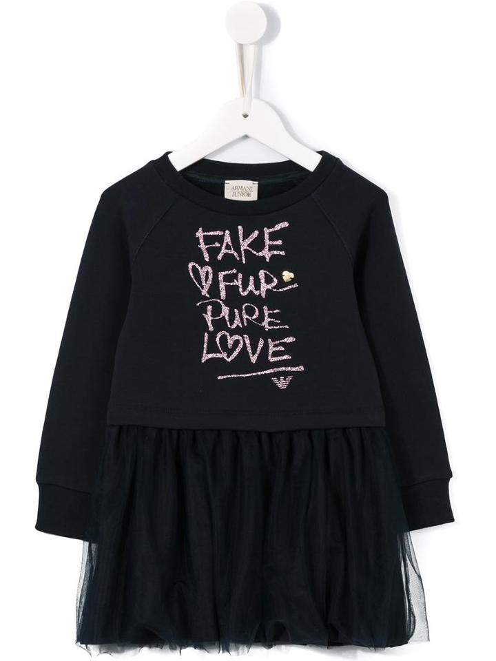 Armani Junior 'fake Fur Pure Love' Dress, Girl's, Size: 6 Yrs, Blue