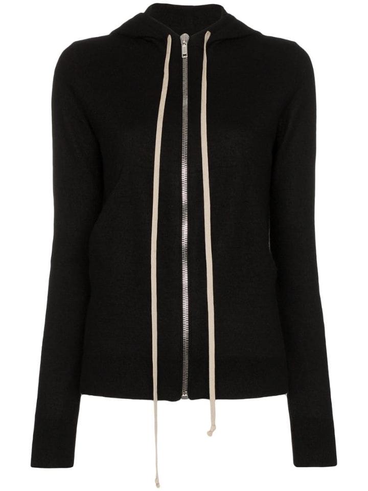 Rick Owens Cashmere Hooded Sweatshirt - Black