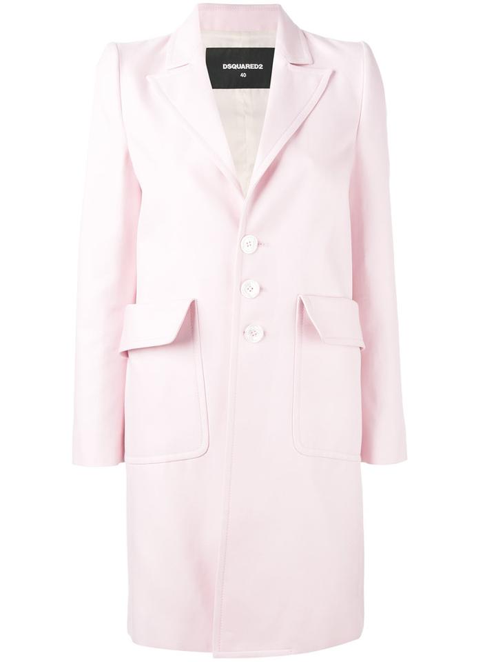 Dsquared2 Single Breasted Coat, Women's, Size: 42, Pink/purple, Silk/cotton/polyester