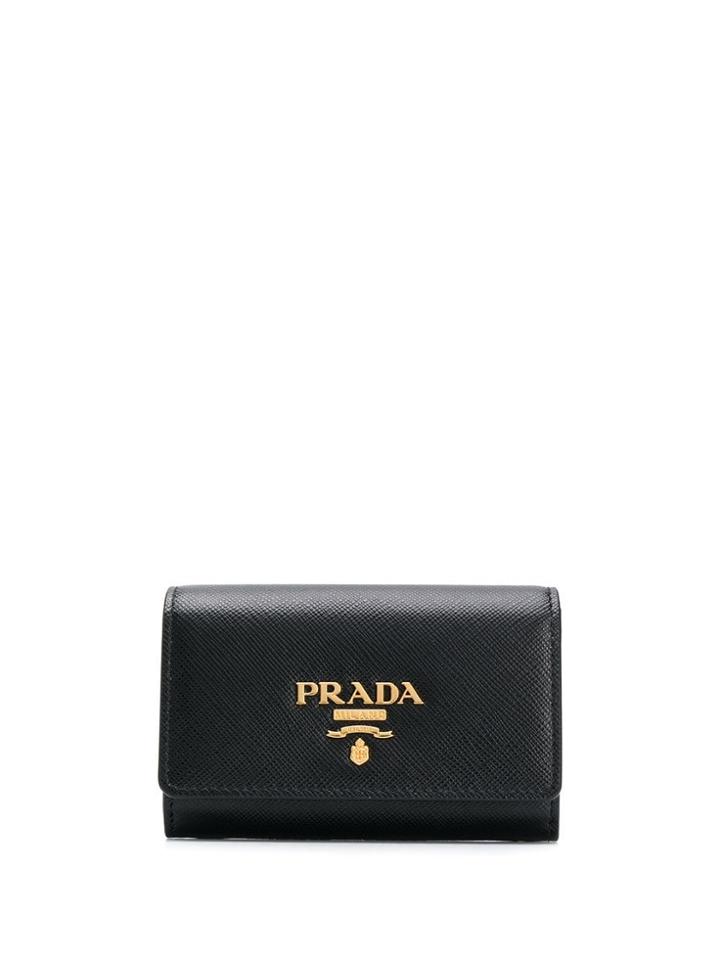 Prada Small Saffiano Leather Portfolio Style Wallet - Black